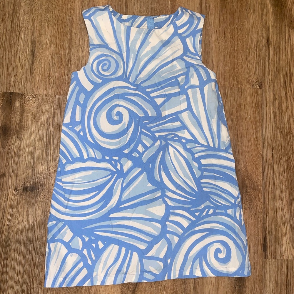 Vinyard Vines Girls Nautilus Shell Blue Shift Dress